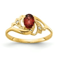 6K prsten od žutog zlata s ovalnim granatom i dijamantom