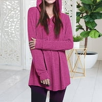 Hoodies for Women gumb s kapuljačom s kapuljačom u boji ležerni čvrsti džemper jesenski ženska bluza bluza