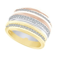 Zaručnički prsten s trobojnim bijelim prirodnim dijamantom okruglog oblika 0K žuto zlato 14k veličina prstena