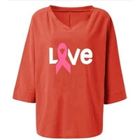 Fiton majice za rak dojke za ženu- jeseni vrhovi ružičasta vrpca plus veličine udobne ležerne majice labave fit