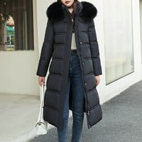 Ženska Vanjska odjeća Sportska pamučna jakna s kapuljačom srednje duljine, vanjski ženski kaputi u crnoj boji,