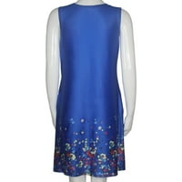 Sundreses za žene modni modni casual tenk bez rukava prsluk Boemian O-Neck plus haljina plava 6xl