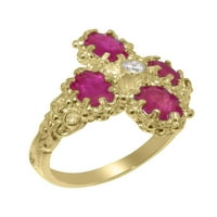 Ženski zaručnički prsten od 9 karatnog žutog zlata s kubičnim cirkonijem i rubinom britanske proizvodnje - opcije