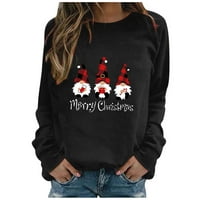 Clearance Womens Sweatshirtshoodies za žene ženske kapuljače s okruglim vratom božićni slatki print dukserica