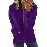 Naughtity ženska ležerna jakna s kapuljačama s dugim rukavima s kapuljača s kapuljača s džepom, ljubičastom