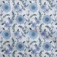 Jednobojna poliesterska tkanina Spandeks srednje plave boje s cvjetnim printom materijal za haljinu tkanina s