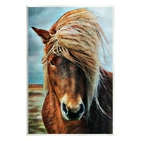 Stupell windblown mane Country Horse Animals & Insects Slikanje zidne ploče Umjetnički umjetnički umjetnost Umjetnička