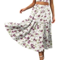 Suknja za odmaralište za žene midi suknja tiskana suknja suknja suknja ljetna haljina cvjetna plaža duga suknja