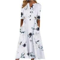 Bluze Plus veličine za žene, elegantne, modne ženske ljetne Ležerne haljine s izrezom u obliku slova u i gumbima,