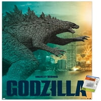Godzilla protiv. Zidni poster Kong-Godzilla s gumbima, 22.375 34