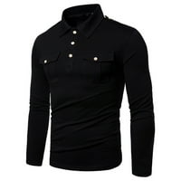 Bluze za muškarce dugih rukava muške majice kamuflaža za šivanje dugih rukava pulover pulover casual crni