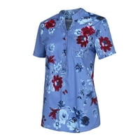 Grume ženske osnovne ležerne v vratne tiskane pamučne manžete s dugim rukavima vrhovi bluze košulje Summer casual
