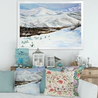 DesignArt 'snijeg prekrivene planine sa zimskim krajolikom' tradicionalni uokvireni umjetnički tisak