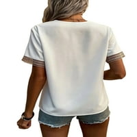 Rejlun Ladies majica v Neck Tee majica s kratkim rukavima modna tunika bluza boemska plaža pulover bijela xl