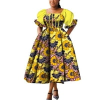Bintarealwa kvadratni ovratnik Afričke žene haljine s kratkim rukavima WY9878